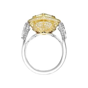 Alternative view of Lumen & Co. Fancy Yellow Pear & Round Cut Diamond Halo Ring