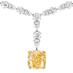 Lumen & Co. Fancy Yellow Cushion Drop Diamond Necklace