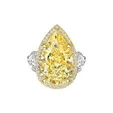 Lumen & Co. Fancy Yellow Pear & Round Cut Diamond Halo Ring
