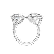 Alternative view of Lumen & Co. Heart and Radiant Cut Diamond Halo Toi et Moi Ring