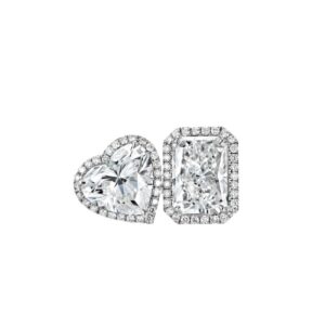 Lumen & Co. Heart and Radiant Cut Diamond Halo Toi et Moi Ring