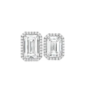 Lumen 7 Co. Emerald & Round Cut Diamond Halo Toi et Moi Ring