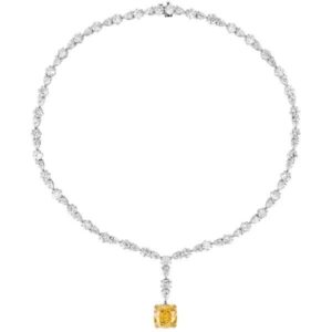 Alternative view of Lumen & Co. Fancy Yellow Cushion Drop Diamond Necklace